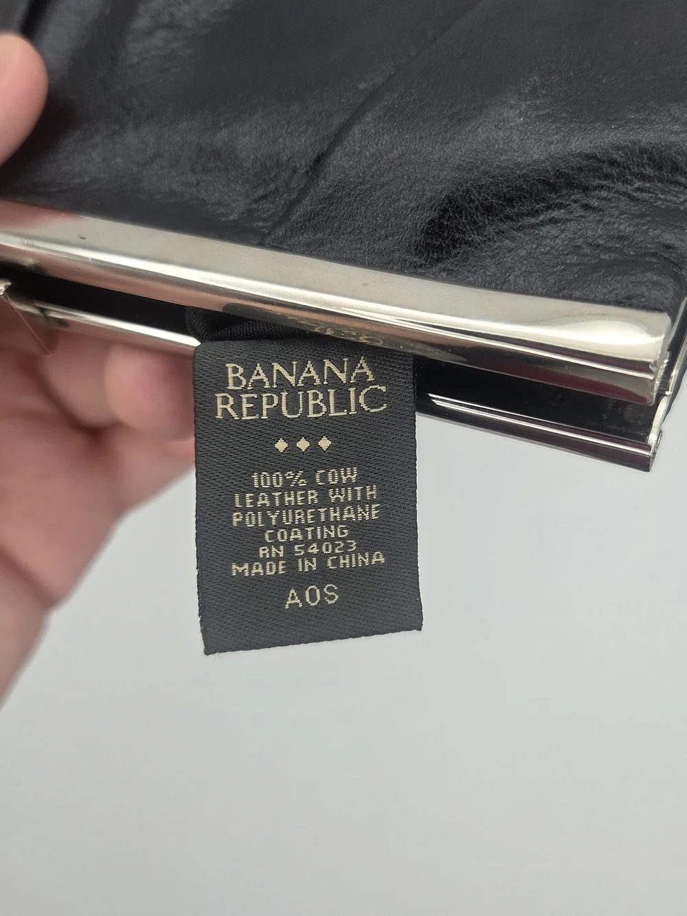 Banana Republic Black Pebbled Leather Frame Clutch Bag